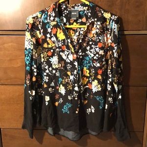 Maeve Floral Blouse Button Down Size 6